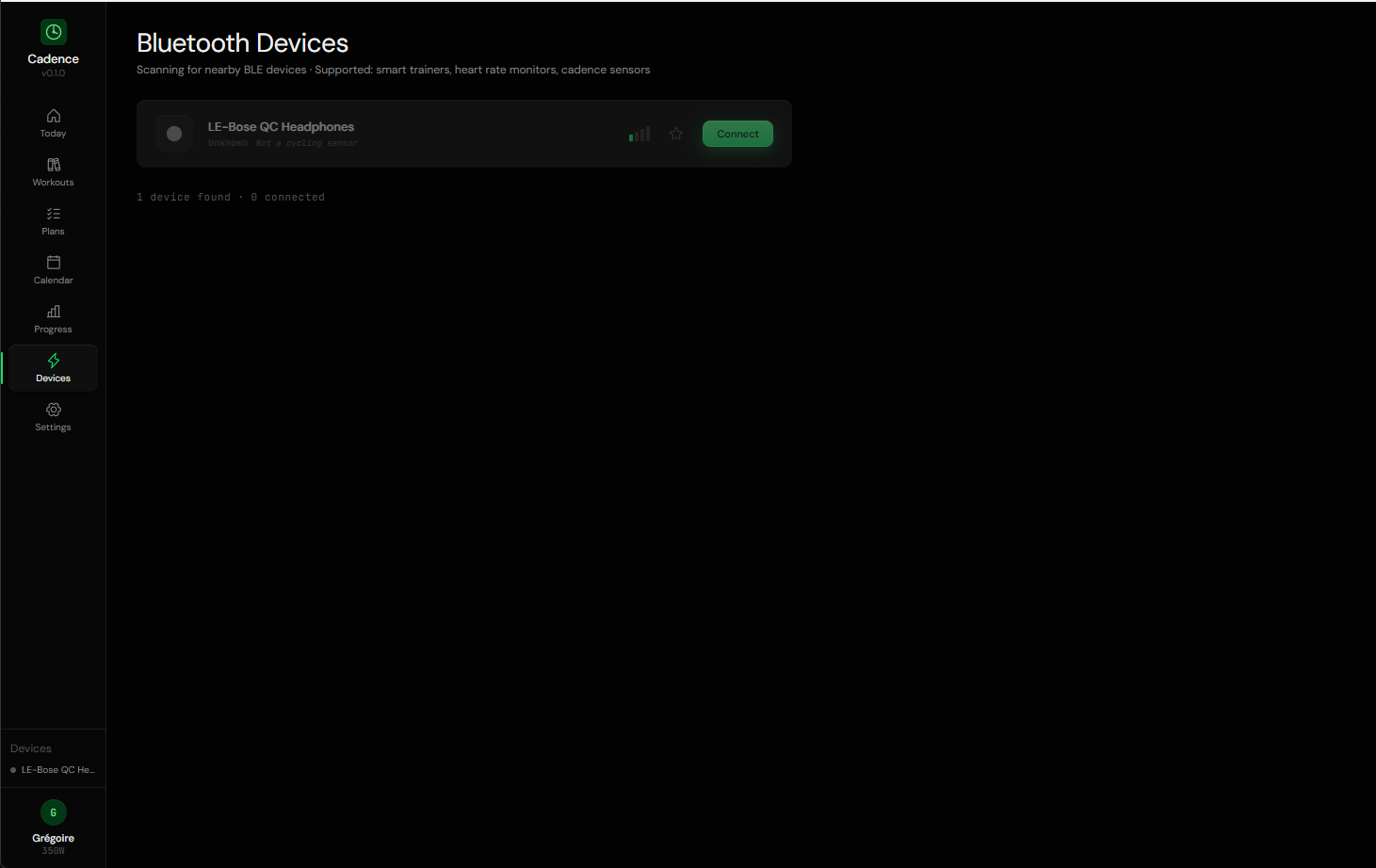 ANT+ and Bluetooth device support